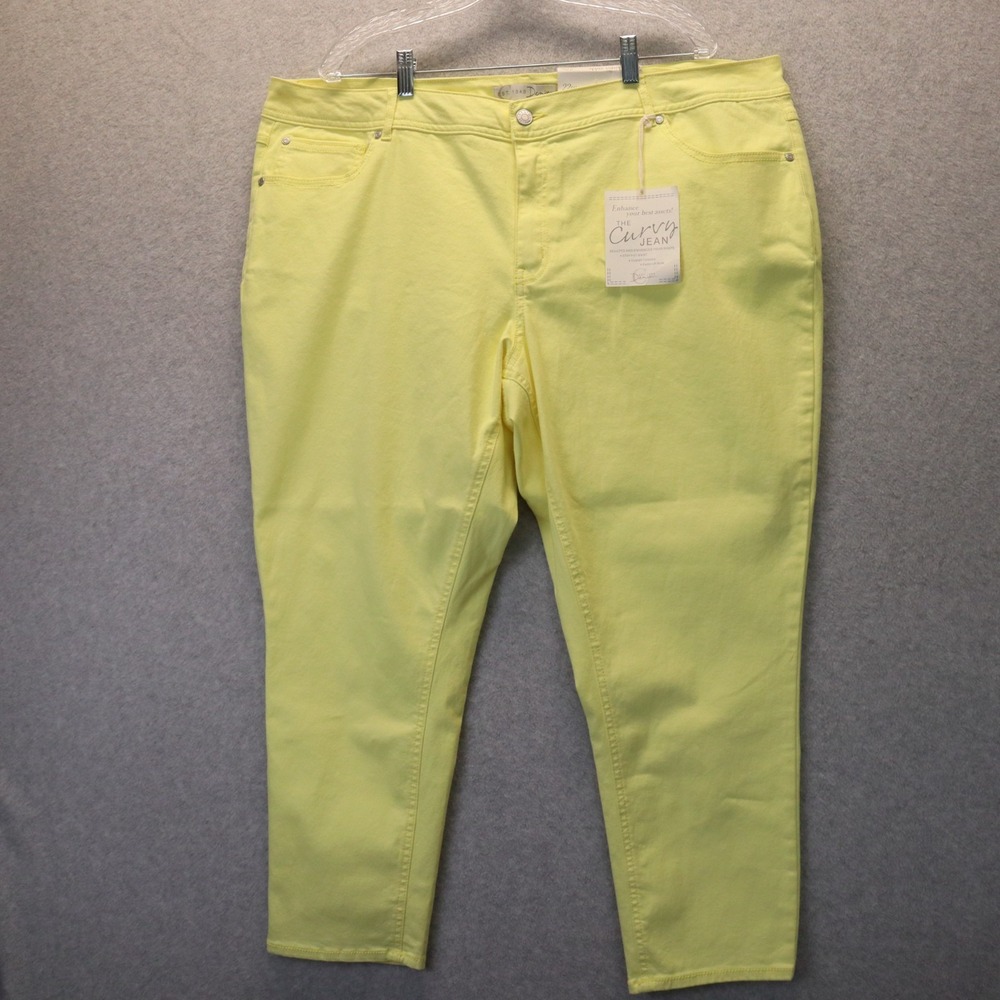 C Est 1946‎ Denim Jeans Womens 22W Curvy Skinny Ankle Tummy Toning Yellow NWT
